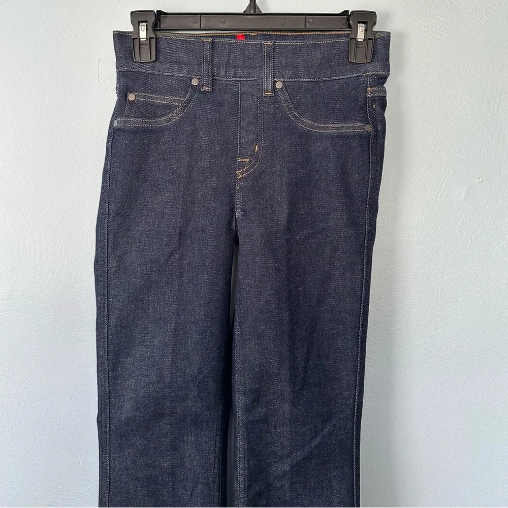 SPANX EveryWear Pull-On Flare Jeans XS Dark Raw Indigo High Rise Shaping NWOT